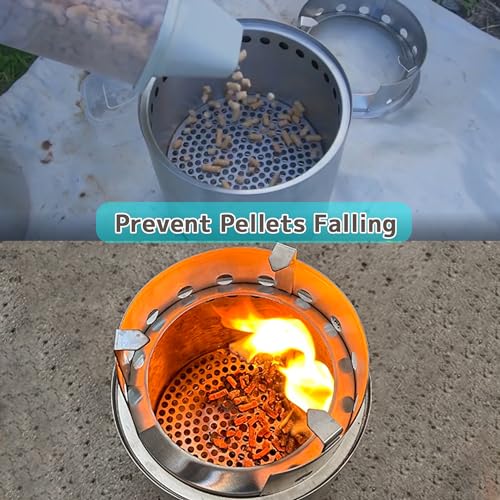 CAMP FANSIPAN Pellet Adapter for Solo Stove Mesa, Mesa XL, Campfire, Titan, Lite Fire Pit.Dual Fuel Wood, Pellet.Prevents Pellets Falling, Increase Burn Time.Stainless Steel.Thickness 2mm