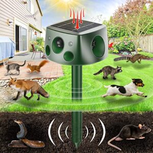 meilen solar animal repeller - 360° protection,motion sensor activated,7 modes,waterproof,flashing light - repels rats, squirrels, deer, raccoons, skunks, rabbits, moles, cats