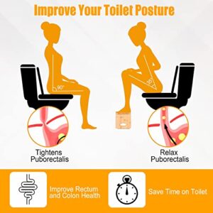 Beinilai Toilet Stool, Foldable Toilet Stool Squat Adult for Bathroom, Bamboo Poop Stool for Adult, 8 Inches Squatting Bathroom Potty Stool with 2 Packs Anti-Slip Strip（Natural Color）