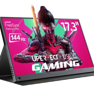 UPERFECT Portable Monitor, 17.3" 144Hz Portable Gaming Monitor AMD FreeSync FHD 1080P HDR IPS Laptop Computer Monitor w/VESA & Case USB C External Screen for Esports