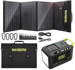 marbero solar generator 88wh portable power station with solar panel 100w 110v laptop charger for outdoor home camping emergency rv