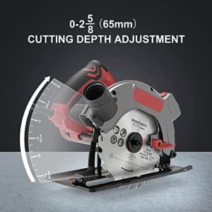 Circular Saw, 3M Corded Skill Saw with Laser Guide, 1500W Power Electric Saws, 5000 RPM with 2 Circular Saw Blades(24T for Wood Cutting, 40T for Metal Cutting)