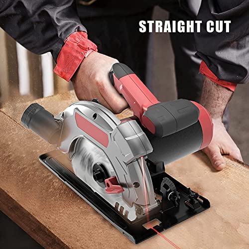 Circular Saw, 3M Corded Skill Saw with Laser Guide, 1500W Power Electric Saws, 5000 RPM with 2 Circular Saw Blades(24T for Wood Cutting, 40T for Metal Cutting)