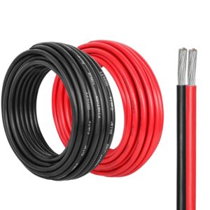 kimbluth 10 gauge marine wire 10ft red + 10ft black tinned copper wire, 10 awg solar cable ofc oxygen free copper wire for solar panel, automotive, trailer, marine, rv