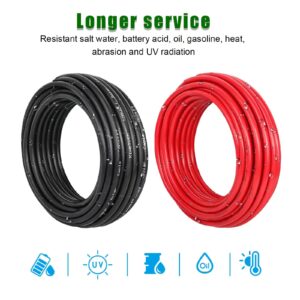 Kimbluth 10 Gauge Marine Wire 10FT Red + 10FT Black Tinned Copper Wire, 10 AWG Solar Cable OFC Oxygen Free Copper Wire for Solar Panel, Automotive, Trailer, Marine, RV