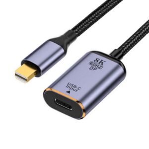 chenyang cy usb c to mini displayport cable,usb type c female input to mini displayport 1.4 male output hdtv cable 8k@60hz 4k@120hz for tablet phone laptop