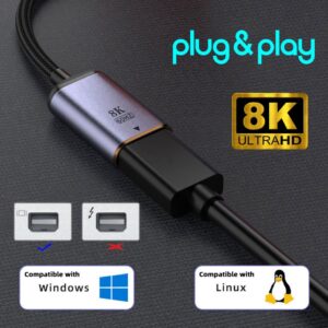 chenyang CY USB C to Mini Displayport Cable,USB Type C Female Input to Mini Displayport 1.4 Male Output HDTV Cable 8K@60hz 4K@120hz for Tablet Phone Laptop