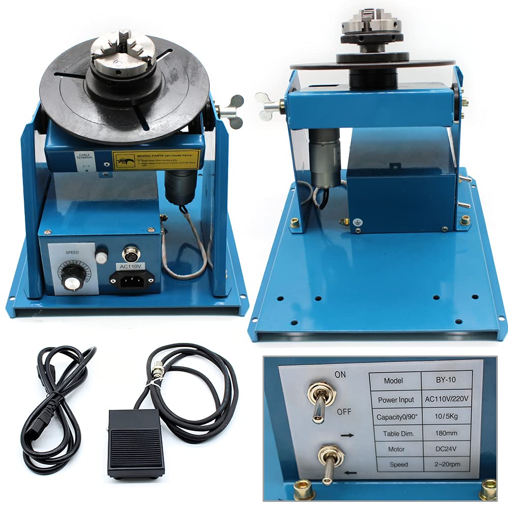 Rotary Welding Positioner Turntable Table 10KG Mini 0 to 90°Portable Welder Positioner Turntable Machine Equipment, Adjustable Speed, 110V