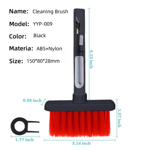 YIUYIUPI 5-in-1 Multi-Function Computer Cleaning Tools Kit Cleaning Soft Brush Keyboard Cleaner for Bluetooth Earphones Lego Laptop Airpods Pro Camera Lens (5 in 1 Black)