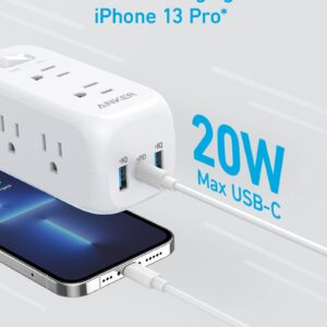 Anker Power Strip with USB C, PowerCube with 3 Outlets & 30W USB C and Anker USB C Power Strip Surge Protector(300J),6 Outlets and 20W Power Delivery