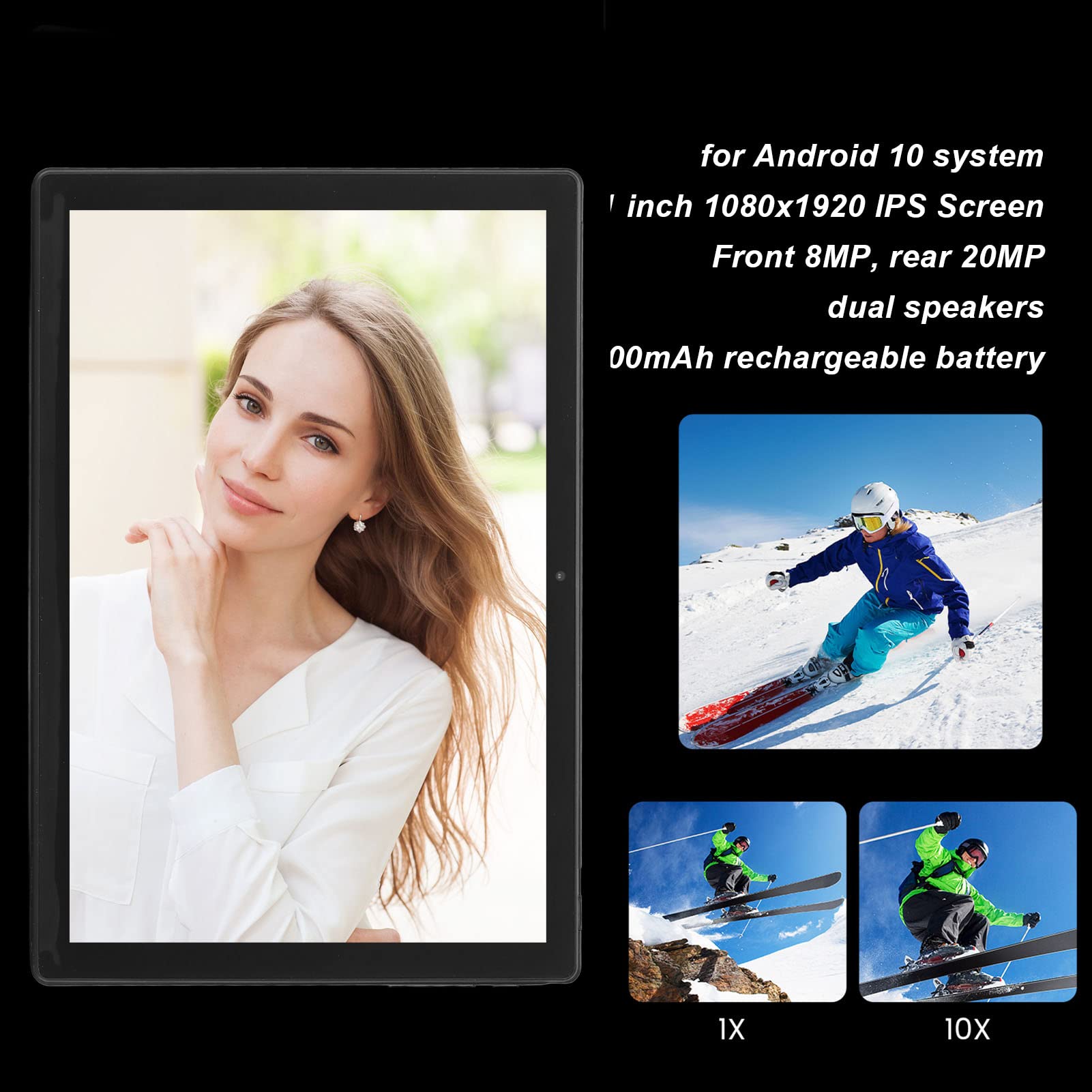 Gaming Tablet, 10.1in Tablet 100 to 240V for Business (US Plug)