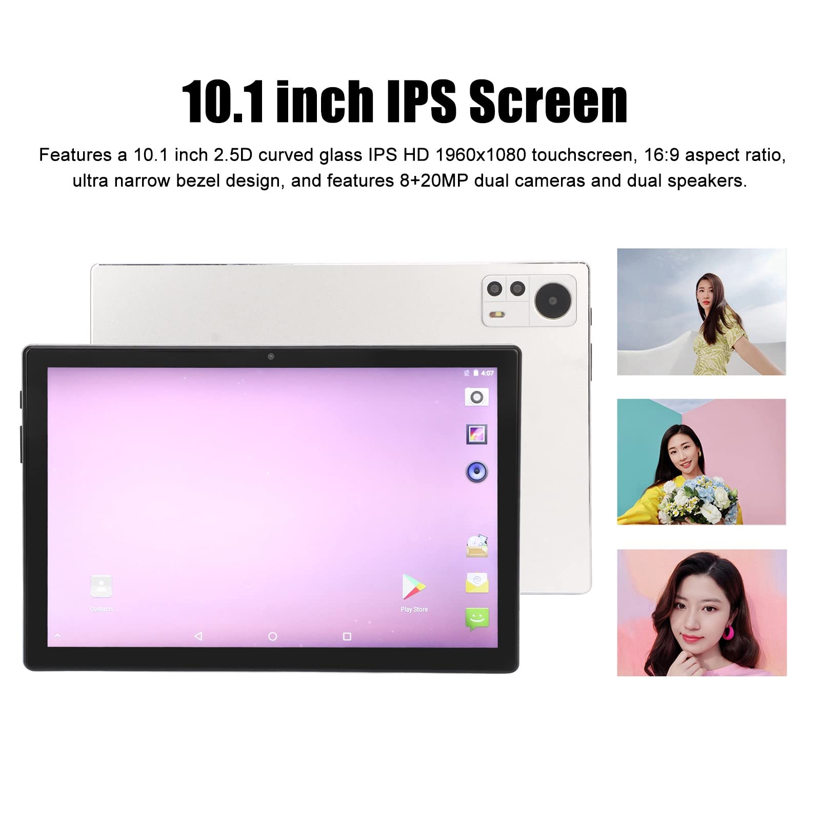 Jectse 10.1 Inch Tablet, 5G 2.4G WiFi Tablet for 11, 1960x1080 IPS HD 8GB 256GB Octa Core Tablet, 8MP 20MP Dual Camera, 6000mAh Portable Computer Tablet