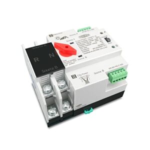 1Pcs Single Phase Din Rail ATS for PV and Inverter Dual Power Automatic Transfer Selector Switches 2P 63A 100A 125A (Size : 125A)