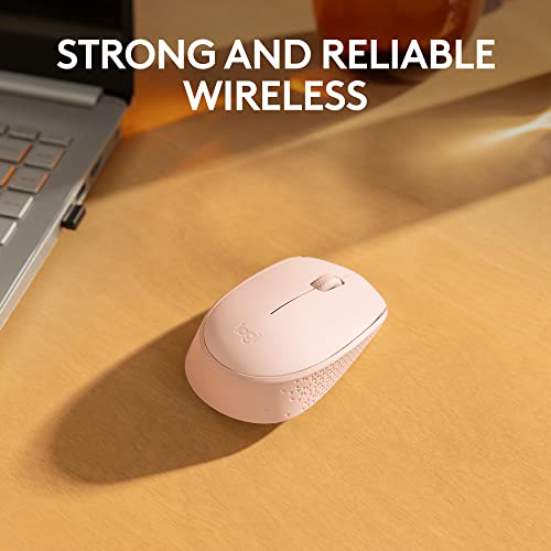 Logitech M170 Wireless Mouse for PC, Mac, Laptop, 2.4 GHz with USB Mini Receiver, Optical Tracking, 12-Months Battery Life, Ambidextrous - Rose