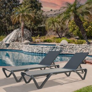 Domi Patio Chaise Lounge Outdoor Aluminum Polypropylene Chair with Adjustable Backrest, Poolside Sunbathing Chair for Beach,Yard,Balcony