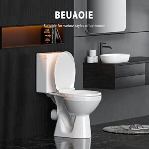 BEUAOIE Toilet Seat Round 16.5’’ Standard, WC Seats Durable Soft Close Quick Release, Resistent Polypropylene Material Safe, Comfortble Ergonomic Design, Load Max. 330lb(150kg), Non-Slip Pad(White)