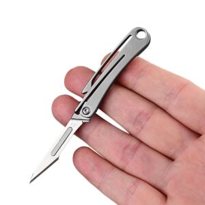 nbgdy small titanium utility knife,edc pocket knife folding knife with 10 blades,ultralight keychain knife only 0.32oz.(kpq-1031)