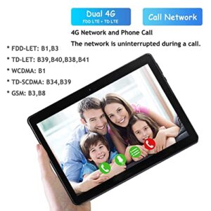 10.1 Inch Tablet, 2560x1600 4G LTE Black Tablet for 11.0 System, 16GB 512GB Dual SIM Dual Standby Tablet, Octa Core Portable Tablet for Home