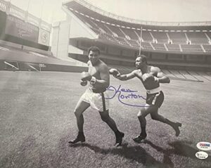 ken norton signed 11x14 photovs muhammad ali in yankee stadium psa coa (d) - autographed boxing photos