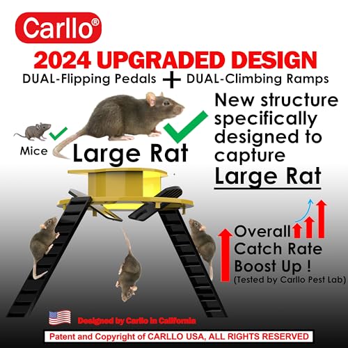 2024 Carllo New Upgraded-Bucket Lid Mouse Trap-Auto Reset Multi Catch-5 Gallon Bucket Compatible-Humane Mouse Trap-Flip Mouse Trap Indoor for Home and Outdoor-Free Hand Glove