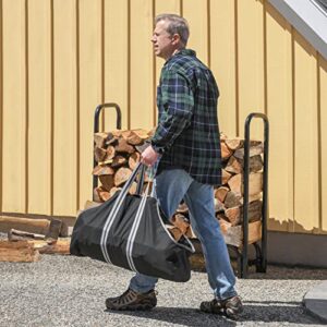 ShelterLogic 28" Heavy-Duty Large Water-Repellent Firewood Log Holder and Carrier Bag, Black/Gray