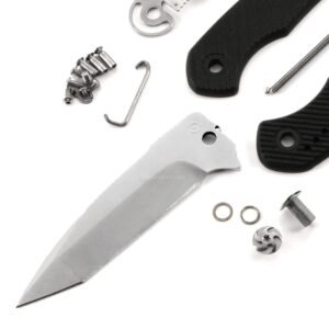 EZSMITH Folding Knife Kit - (Assisted Opening) - Modern Tanto Blade - (Parts Kit) - (w/Black G10) - (3D Textured Handles) - (Gift Boxed)