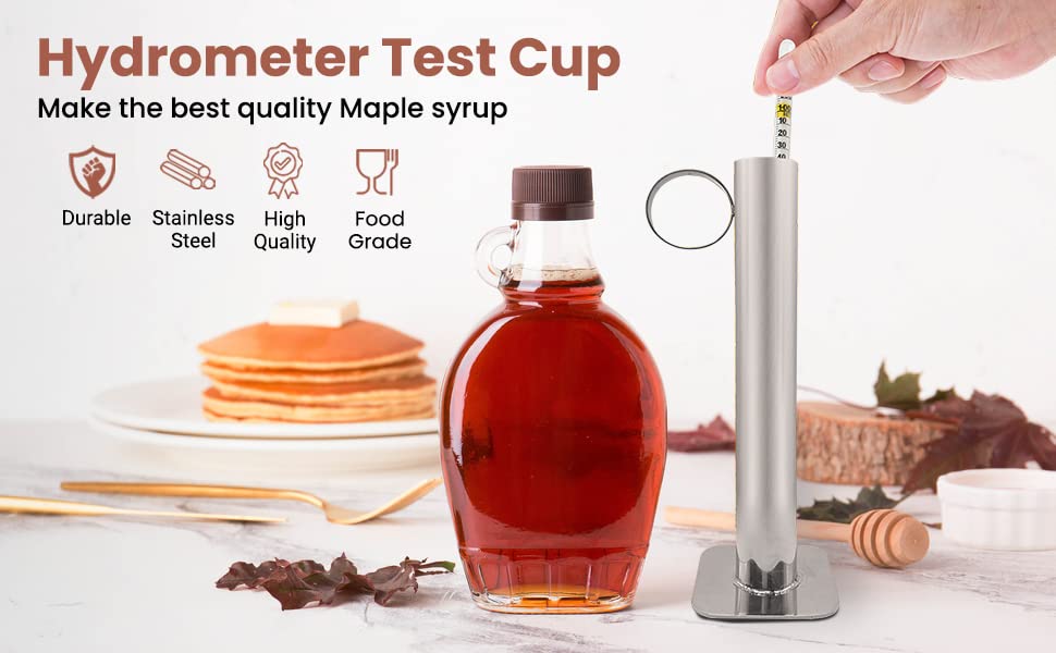 Tap My Trees Maple Syrup Hydrometer - Tap My Trees Sap Hydrometer Test Cup Kit -Maple Sugaring Equipment - Stainless Steel Hydrometer Test Jar - Maple Sugaring Starter Kit - Maple Syrup Taps