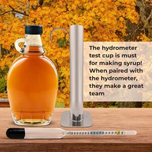 Tap My Trees Maple Syrup Hydrometer - Tap My Trees Sap Hydrometer Test Cup Kit -Maple Sugaring Equipment - Stainless Steel Hydrometer Test Jar - Maple Sugaring Starter Kit - Maple Syrup Taps