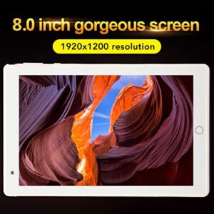 RTLR 8 Inch Tablet, 1920x1200 Type C Charge Silver 4GB 64GB RAM Back Side 8.0 Megapixel 2.4G WiFi Tablet for Travel (US Plug)