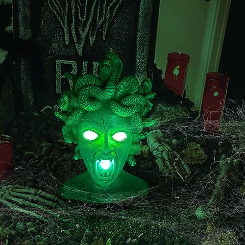 PERFECTOP Large Medusa Head Planter, Solar Lights Medusa Garden Statue, Creepy Scary Goddess Lady Face Flower Pot Succulent Gothic Planter for Indoor Outdoor Plants, Patio Yard Home Decor, Unique Gift