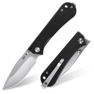 nuknives s13 kumpanter small folding pocket knife - 3 inch d2 folding knife and g10 edc pocket knife with clip - pocket knives & folding knives for men and women - black