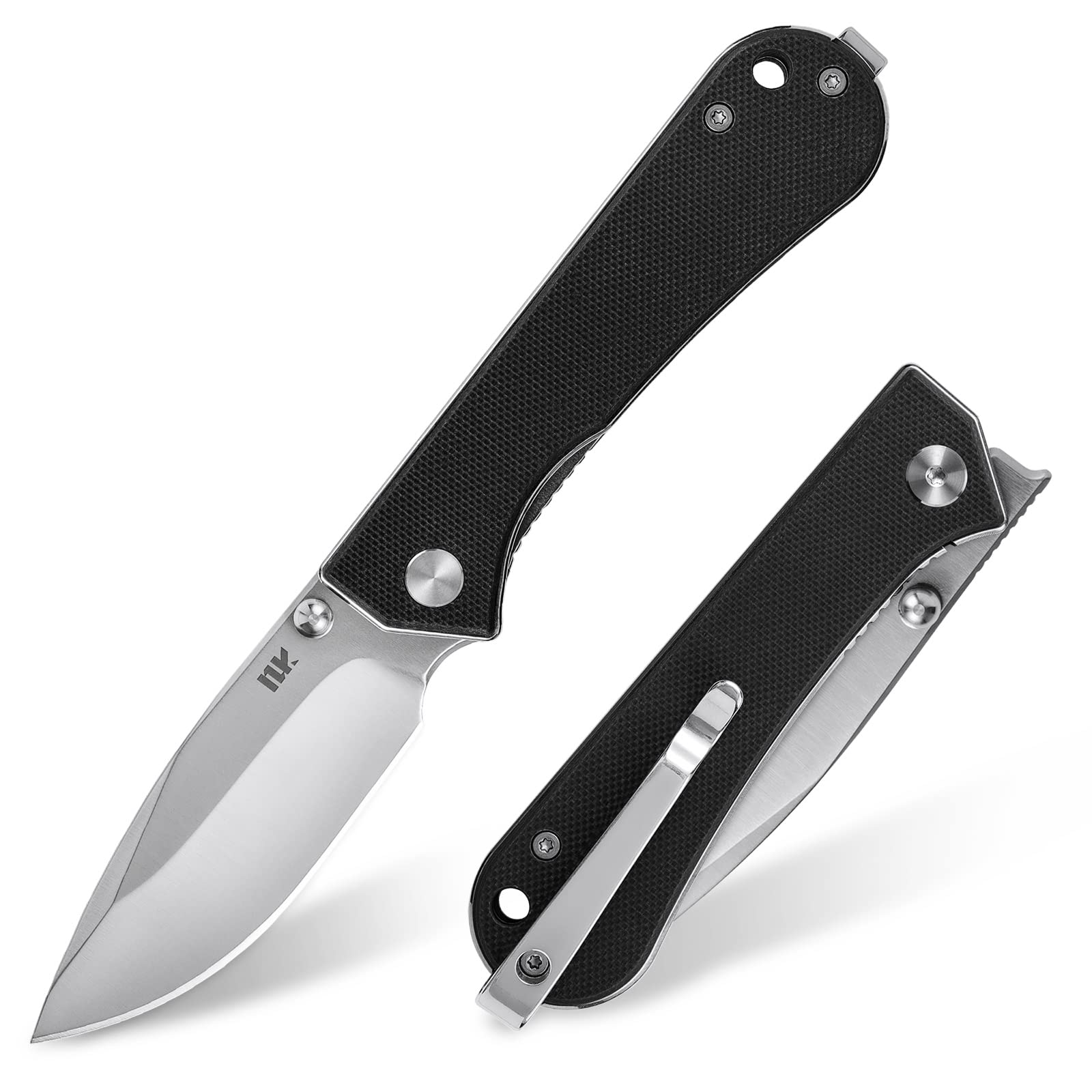 NUKNIVES S13 Kumpanter Small Folding Pocket Knife - 3 Inch D2 Folding knife and G10 EDC Pocket Knife with Clip - Pocket knives & Folding Knives for Men and Women - Black