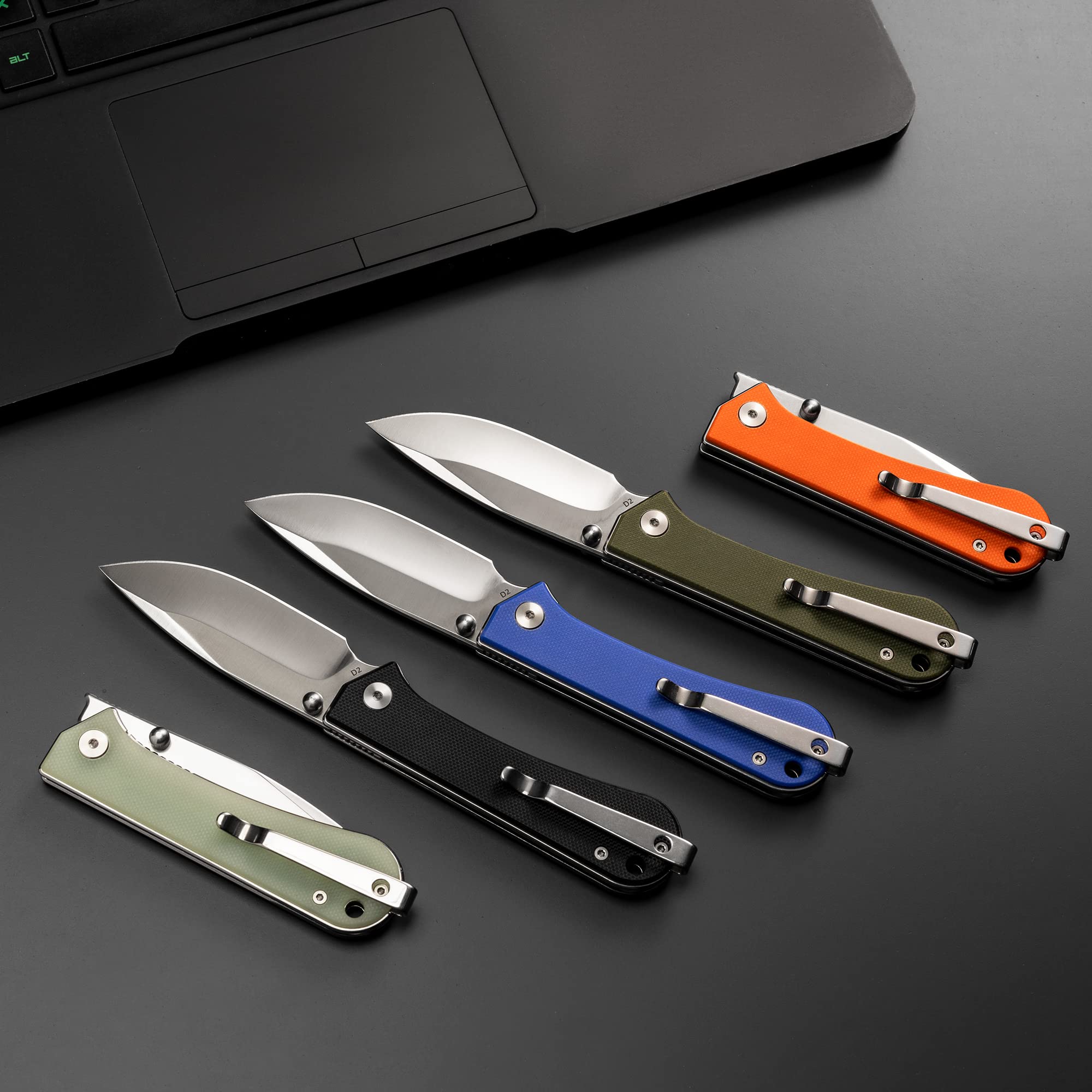 NUKNIVES S13 Kumpanter Small Folding Pocket Knife - 3 Inch D2 Folding knife and G10 EDC Pocket Knife with Clip - Pocket knives & Folding Knives for Men and Women - Black