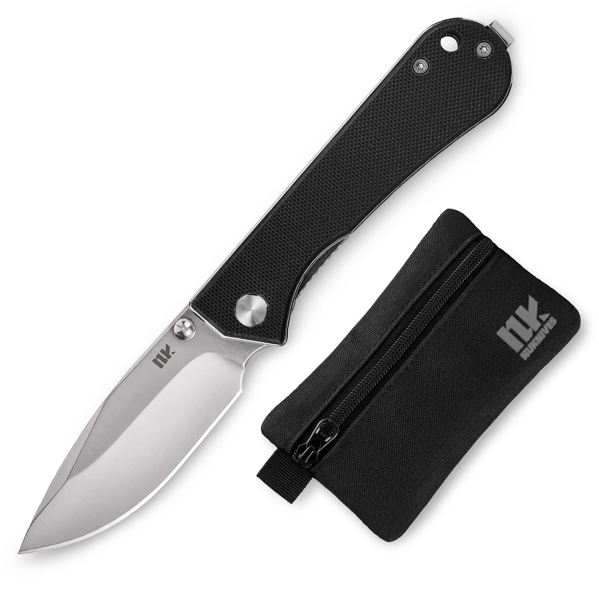 NUKNIVES S13 Kumpanter Small Folding Pocket Knife - 3 Inch D2 Folding knife and G10 EDC Pocket Knife with Clip - Pocket knives & Folding Knives for Men and Women - Black