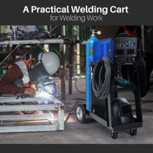 Worcest 3 Tier Welding Cart Heavy Duty Rolling Welder Carts with Storage Safety Chain Cable Hook Tank for Tig Mig Welder and Plasma Cutter Tank (3-Tier)