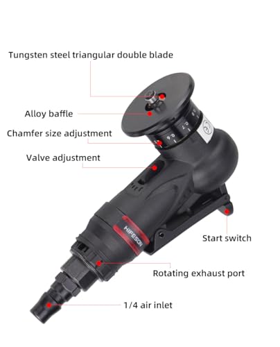 Pnuematic Chamfer Tool Deburring Tool for Metal Trimming, Air Beveling Tool Mini Chamfering Machine Small Handheld Grinder for Inner Hole and Metal Edge Deburring