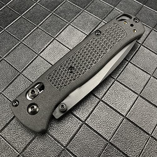 DAOFENG EDC Black Lightweight Folding Pocket Knife Manual Thumb Studs Open Drop-Point Blade Plain Edge Coated Fiberglass Handle Axis Lock