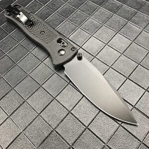 DAOFENG EDC Black Lightweight Folding Pocket Knife Manual Thumb Studs Open Drop-Point Blade Plain Edge Coated Fiberglass Handle Axis Lock