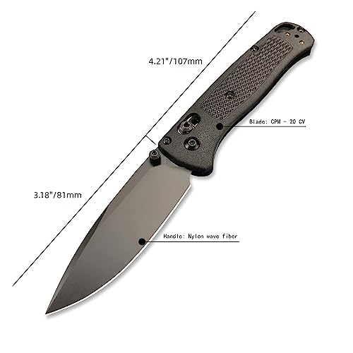 DAOFENG EDC Black Lightweight Folding Pocket Knife Manual Thumb Studs Open Drop-Point Blade Plain Edge Coated Fiberglass Handle Axis Lock