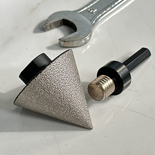 AHRYLXY Diamond Beveling Chamfer Bit, 50mm Diamond Countersink Drill Bits for Existing Hole Enlarging Shaping Trimming in Tile Ceramic Granite, 5/8"-11 Thread x 3/8" Hex Shank Adapter