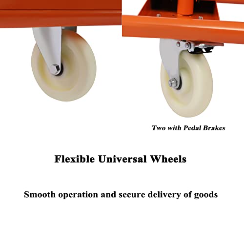 Drywall Sheet Cart, Heavy Duty Panel Dolly Cart with 4 Swivel Wheels, Handling Wall Panel, Sheetrock Sheet Panel Service Cart, Wood Panel, Rolling Dolly for Garage, Home, Warehouse (Orange, 780 lbs)