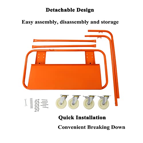 Drywall Sheet Cart, Heavy Duty Panel Dolly Cart with 4 Swivel Wheels, Handling Wall Panel, Sheetrock Sheet Panel Service Cart, Wood Panel, Rolling Dolly for Garage, Home, Warehouse (Orange, 780 lbs)