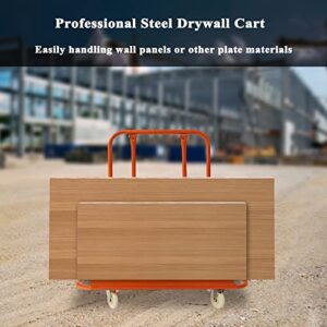 Drywall Sheet Cart, Heavy Duty Panel Dolly Cart with 4 Swivel Wheels, Handling Wall Panel, Sheetrock Sheet Panel Service Cart, Wood Panel, Rolling Dolly for Garage, Home, Warehouse (Orange, 780 lbs)