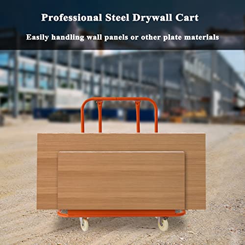 Drywall Sheet Cart, Heavy Duty Panel Dolly Cart with 4 Swivel Wheels, Handling Wall Panel, Sheetrock Sheet Panel Service Cart, Wood Panel, Rolling Dolly for Garage, Home, Warehouse (Orange, 780 lbs)