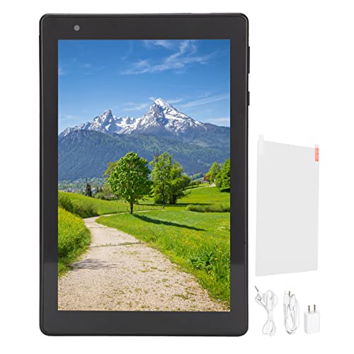 Yoidesu 8 Inch Tablet, Kids Tablet 4GB 64GB RAM Dual SIM Dual Standby 8000mAh Battery, WiFi Tablet 1920x1080 Dual Camera MTK6592 Processor 10‑240V (Black)