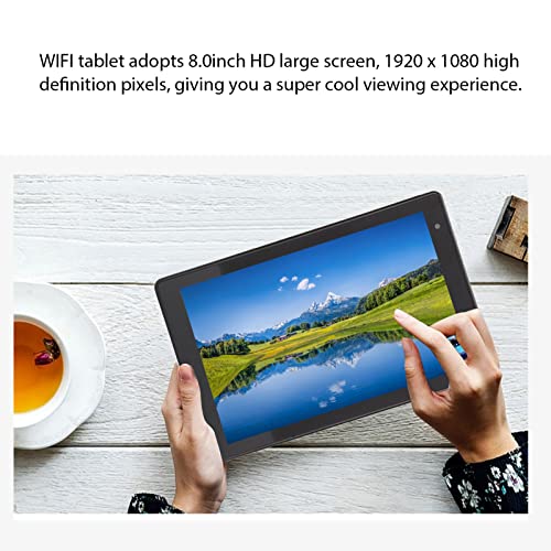 Yoidesu 8 Inch Tablet, Kids Tablet 4GB 64GB RAM Dual SIM Dual Standby 8000mAh Battery, WiFi Tablet 1920x1080 Dual Camera MTK6592 Processor 10‑240V (Black)