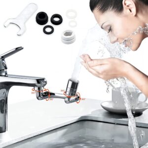 1440°swivel faucet-extender universal sink-2 mode splash filter extension-water aerator, kitchen bathroom 360° angle rotatable spray attachment, multifunctional robotic arm -washing eye/hair/face