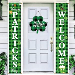 st patricks day porch sign green welcome door banners garage banner, hanging st patricks day decorations outdoor indoor decor wall front door yard signs