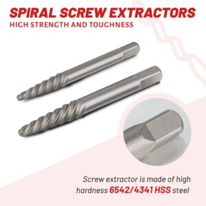 UYECOVE 7 Pieces 35# Cr-Mo Spiral Screw Extractor Set, Stripped Screw Extractor Set for Removing Stripped Screws and Broken Bolts, Easy Out Bolt Extractor Set Broken Screw Extractor Kit
