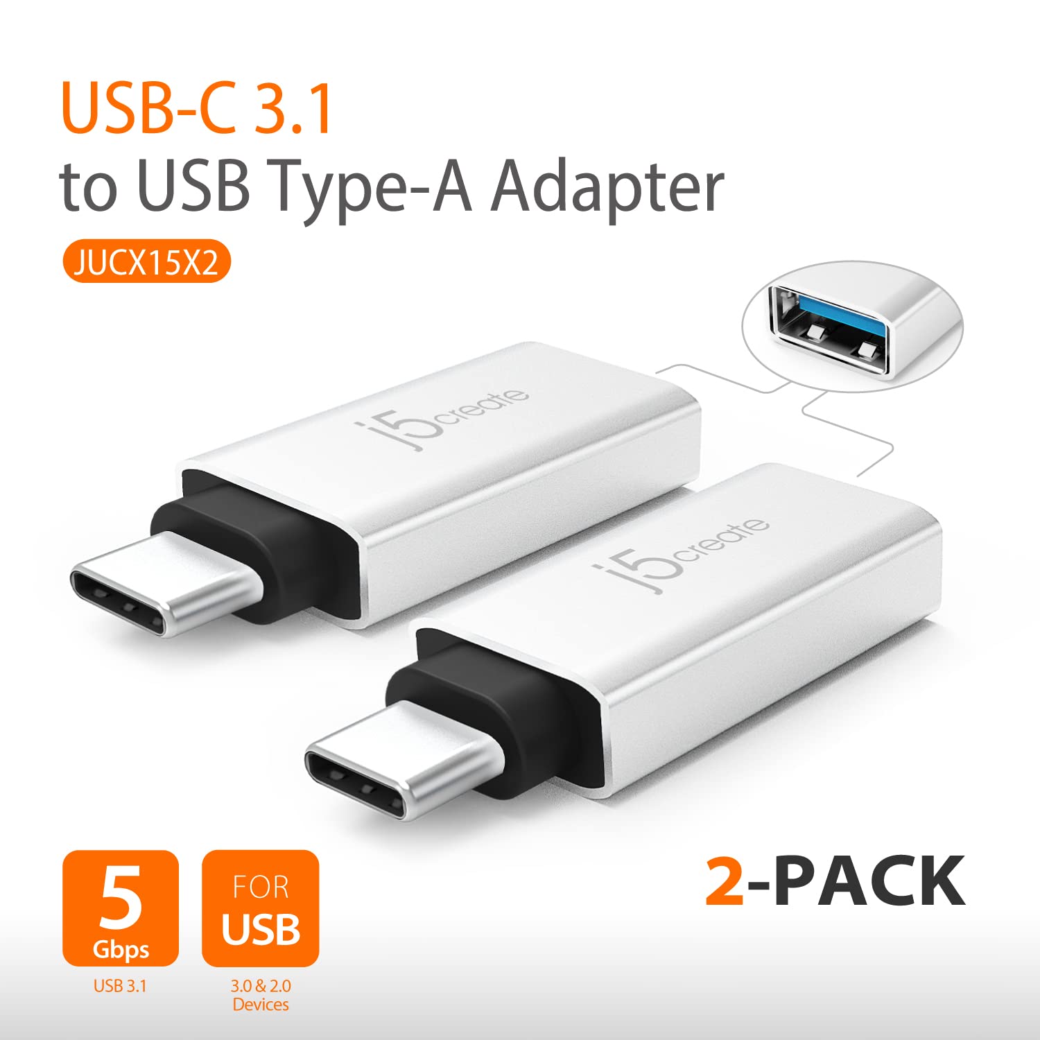 j5create USB Type-A 3.0 to 4K HDMI Display Adapter + USB C to USB Type-A Adapter (JUA354 + JUCX15X2)